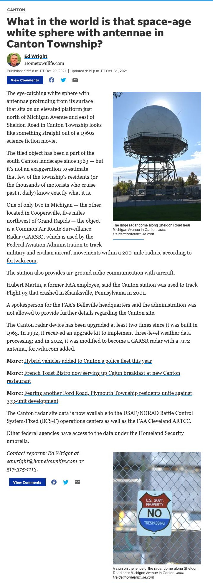 Sheldon Inn (Radar Tower) - Oct 2021 Article On Radar (newer photo)